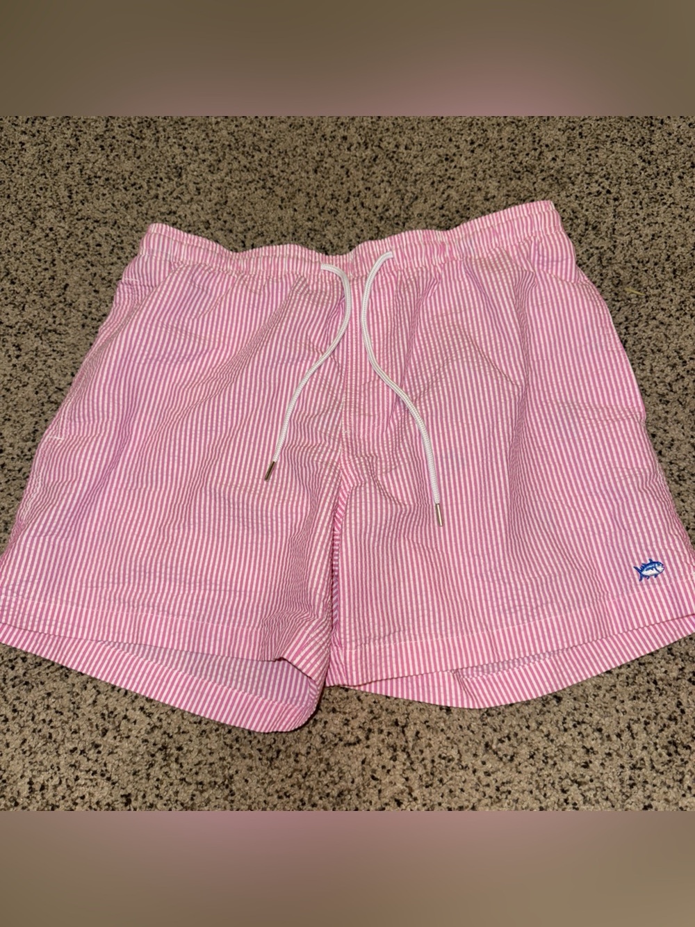 Southern Tide Pink and White Seersucker Shorts